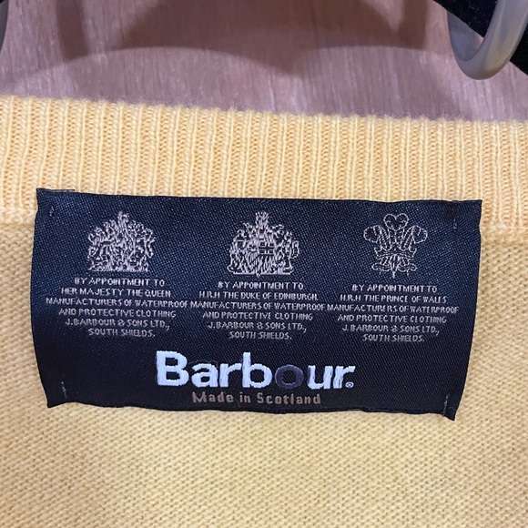 BARBOUR-Mens Sweater Large Gold V-Neck 100% Lambs Wool - Picture 4 of 4